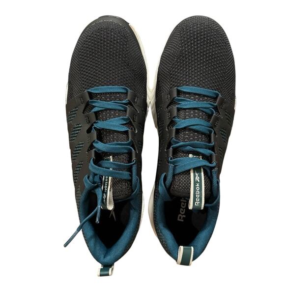 Reebok Work Fusion Flexweave Comp Toe Sneakers Black Teal Women's 12 M New - Picture 1 of 7